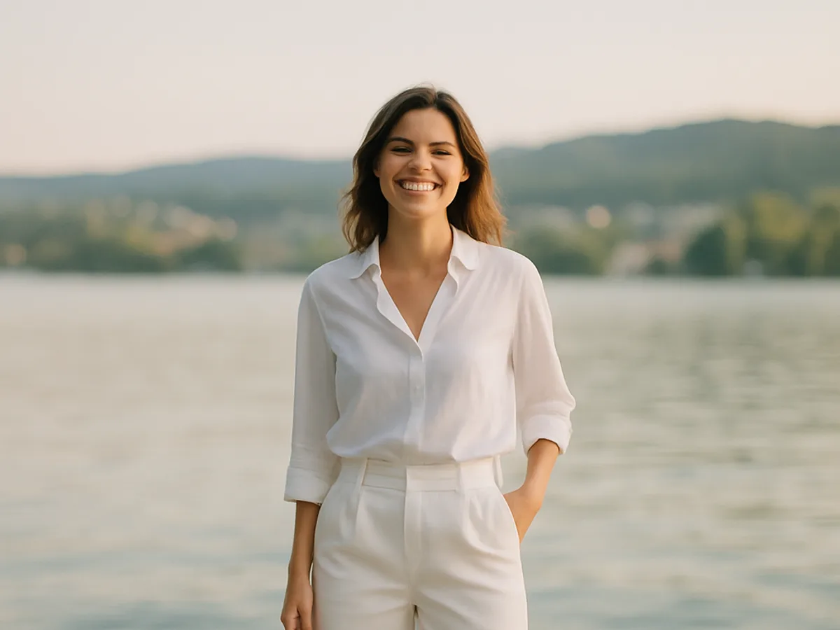 Editorial Modefoto: Mode-Trends Sommer 2026: Bermudas & weisses Hemd am Zürichsee – pearls of fashion Pfäffikon ZH